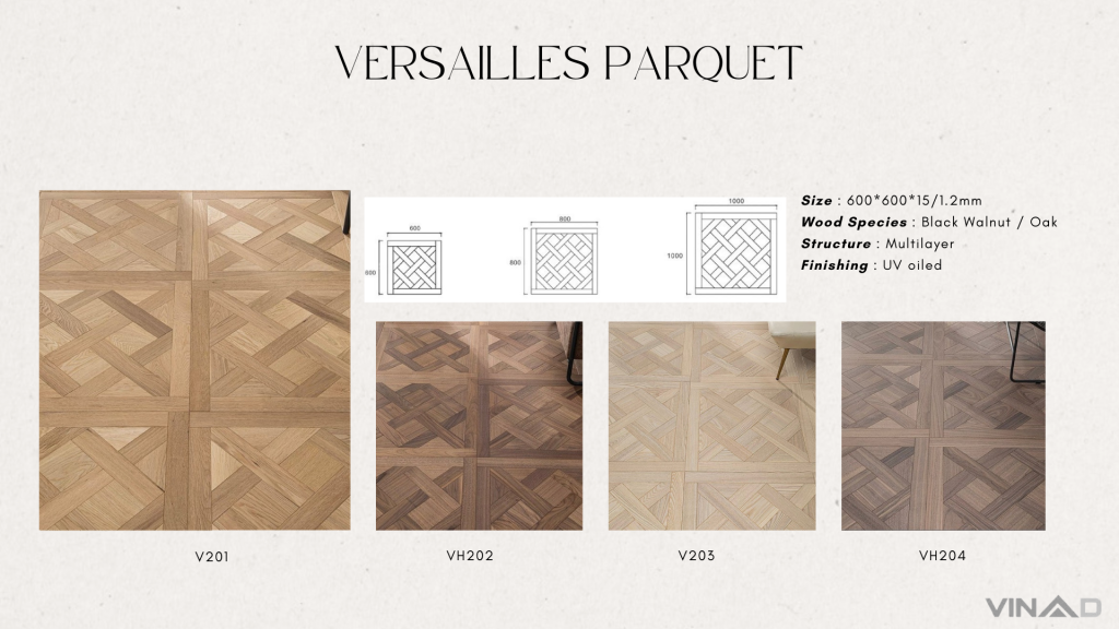 sàn gỗ hoa văn kiểu Versailles parquet