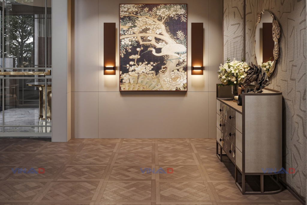 Thi công sàn gỗ hoa văn Versailles cho Biệt Thự