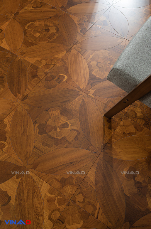VinaD Flower Parquet Teak Wood